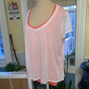 Dkny jeans white and coral tee shirt top🌷